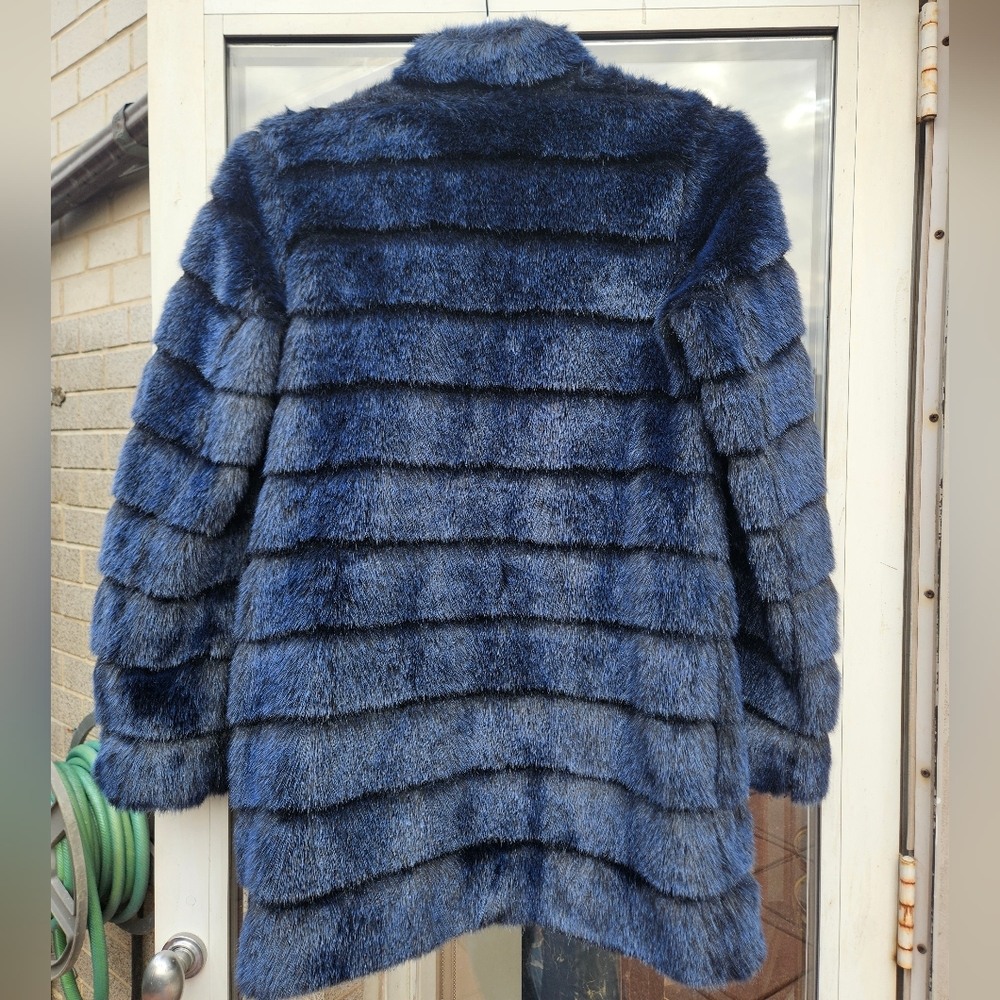 Laundry Shelli Segal Faux Deep Blue Navy Fur - size xs - Picture 8 of 10